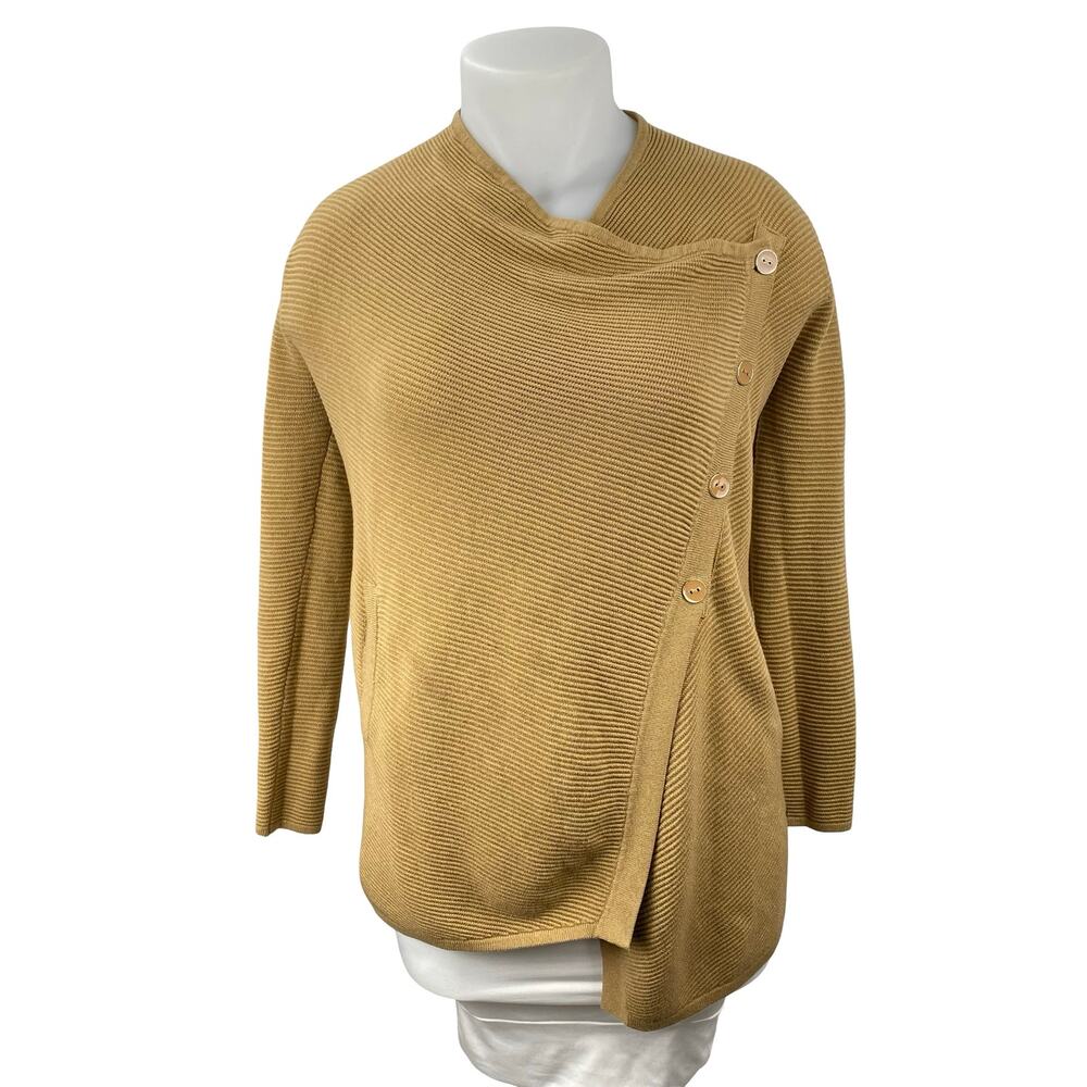 7th Avenue Womens Long Sleeve Cowl Neck Asymmetrical  Button Wrap Sweater Top XS